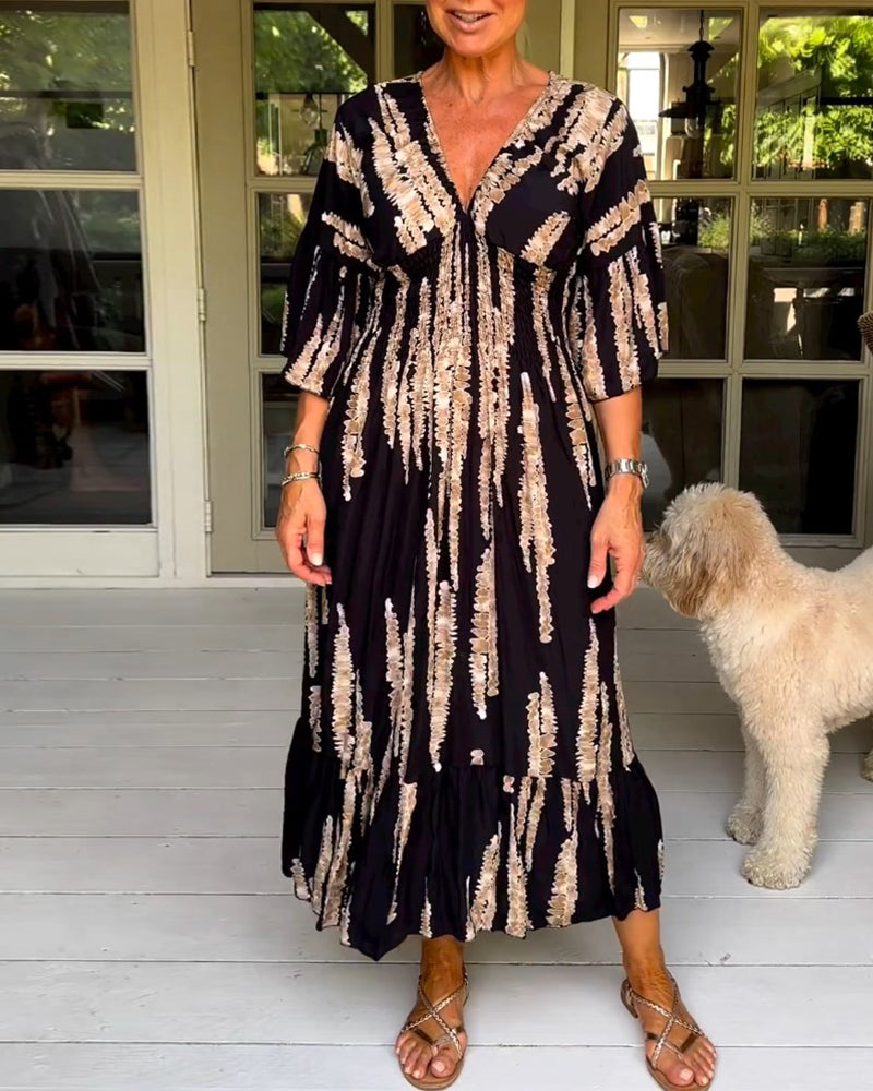 Ria| Robe à manches 3/4 avec décolleté en V
