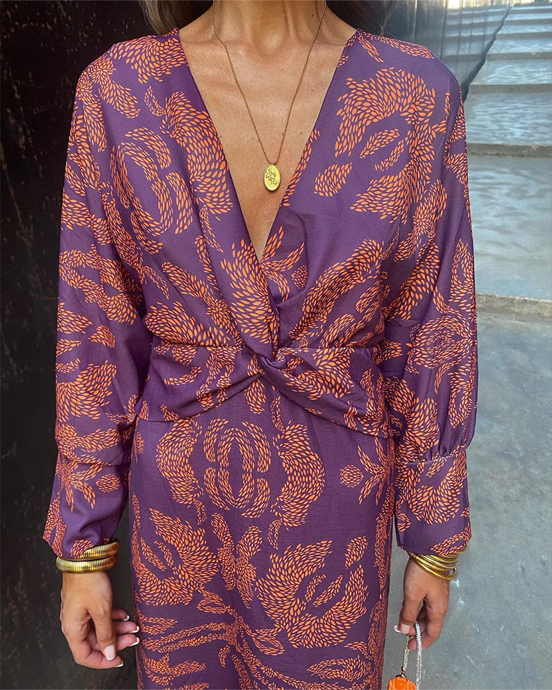 Sabine| Robe élégante à manches longues avec décolleté en V