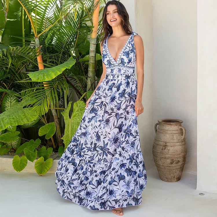 Eline| Maillot de bain une pièce à motif floral et décolleté en V