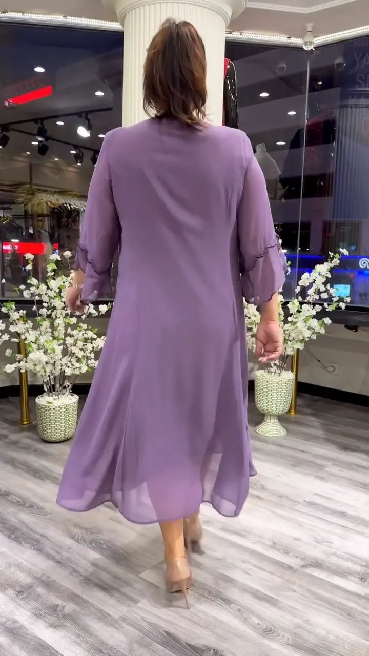 Doris – Robe en mousseline à col rond