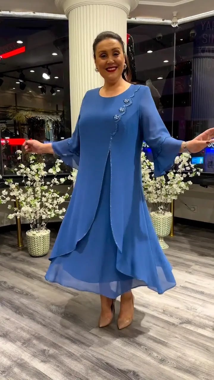 Doris – Robe en mousseline à col rond