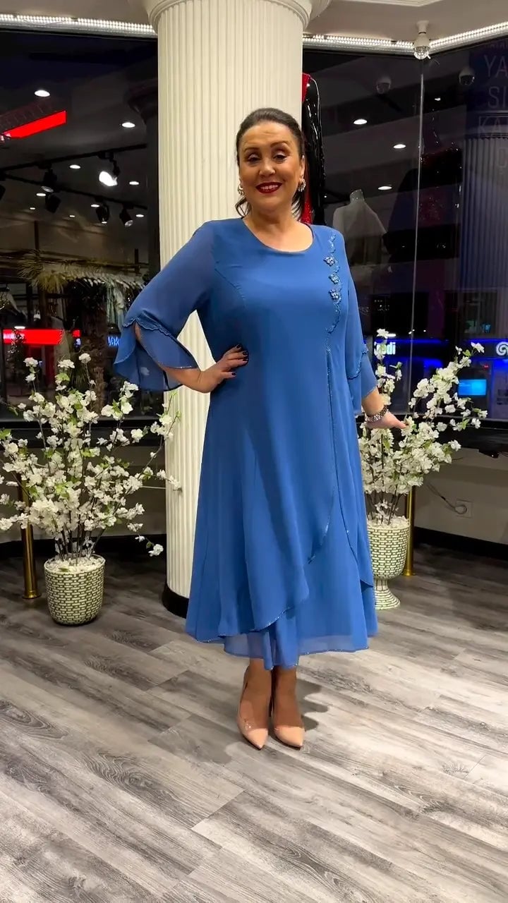 Doris – Robe en mousseline à col rond