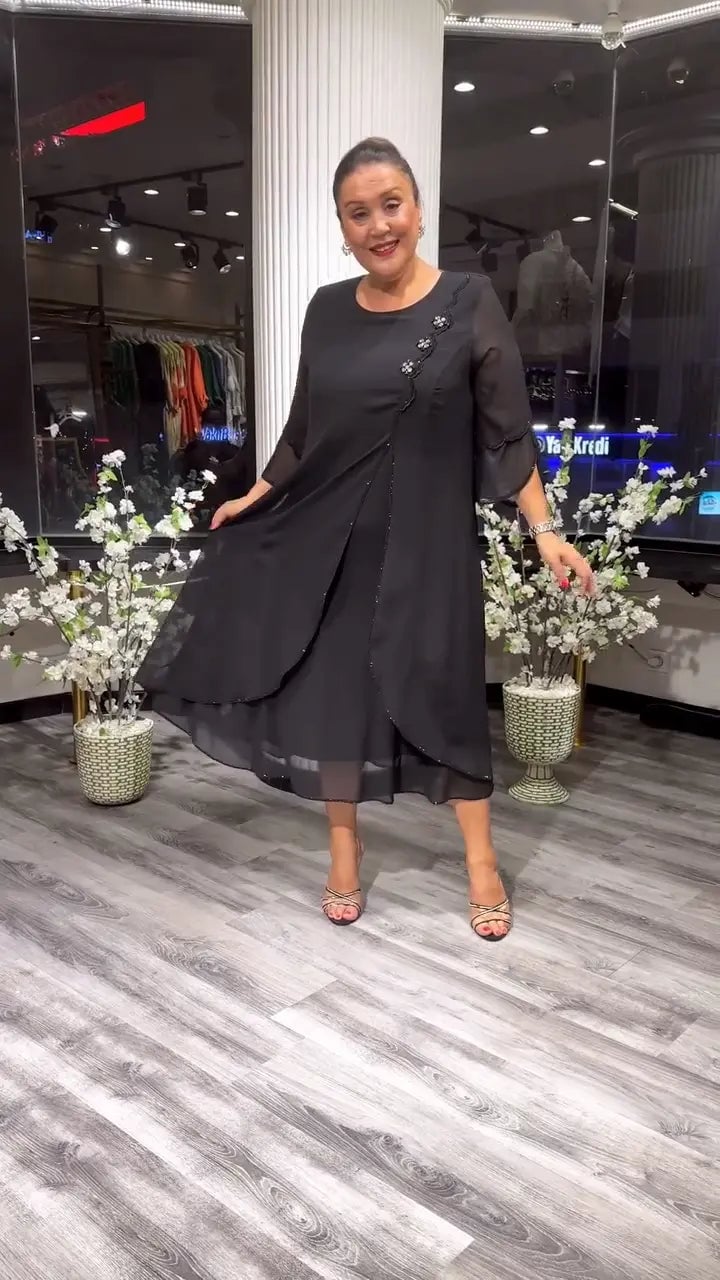 Doris – Robe en mousseline à col rond
