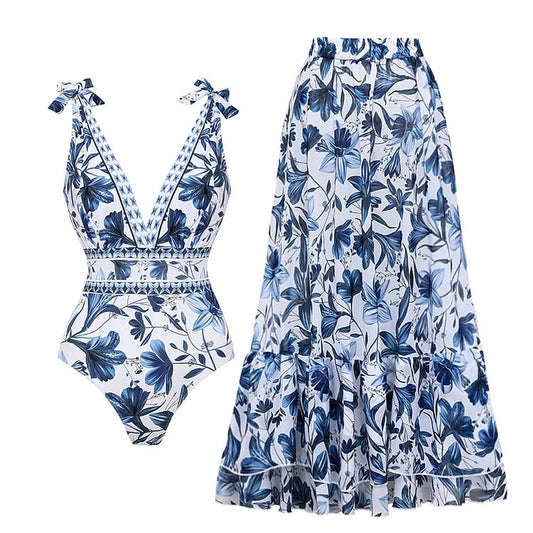 Eline| Maillot de bain une pièce à motif floral et décolleté en V