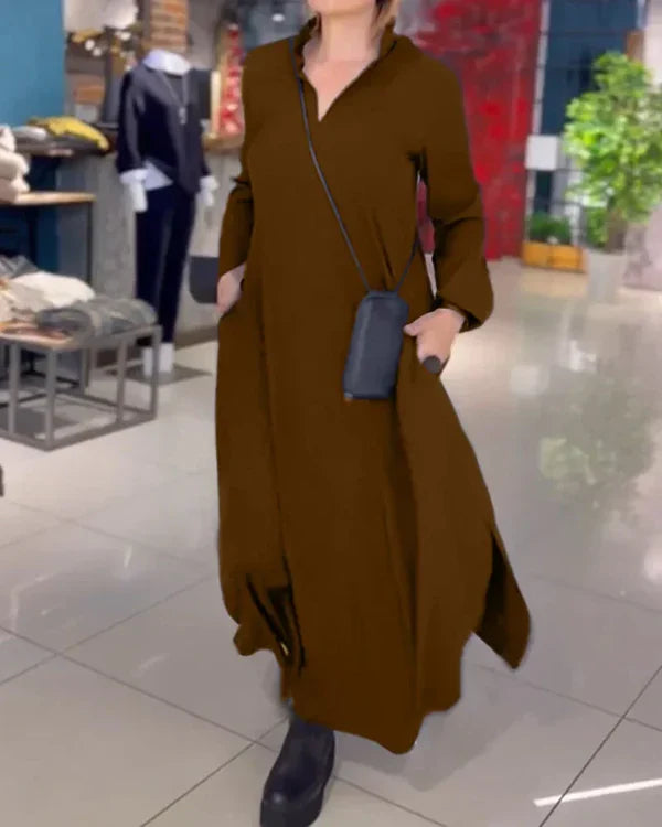 Elena – Robe longue et ample avec fentes latérales