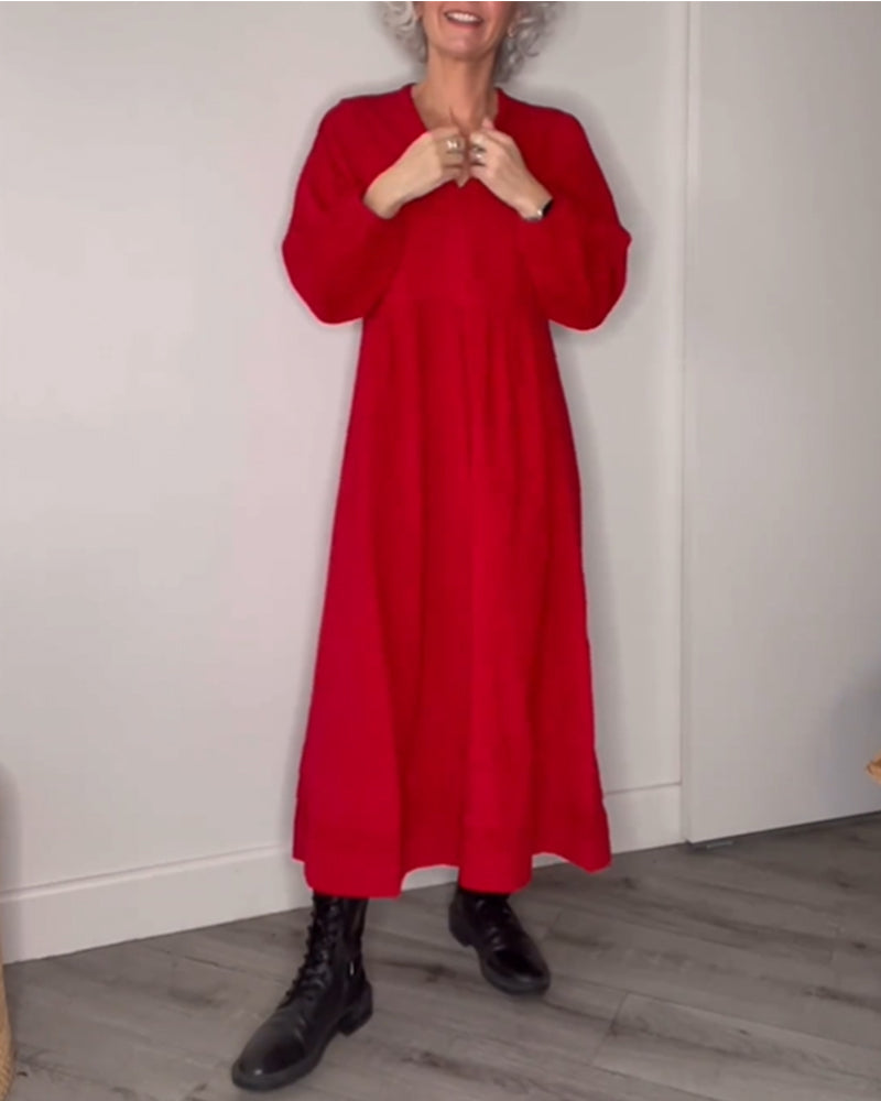 Belou| Robe élégante à col en V avec manches longues