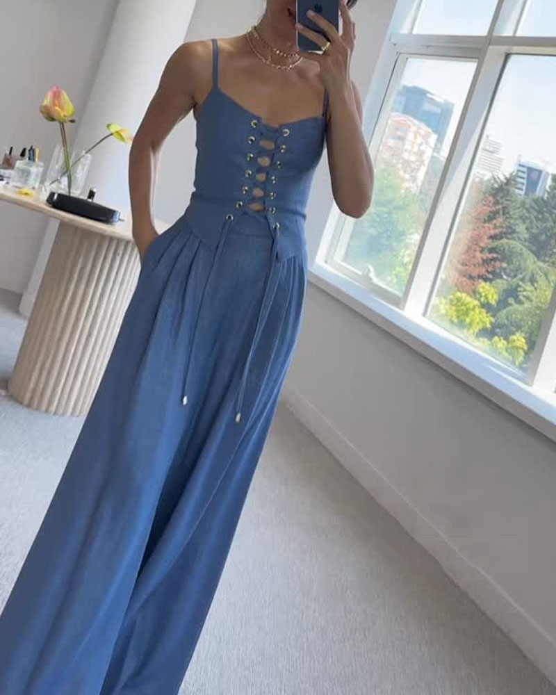 Elsa| Ensemble de haut et pantalon en tissu tweed assorti