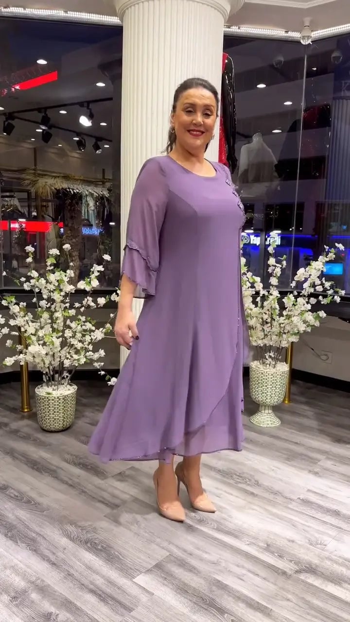 Doris – Robe en mousseline à col rond