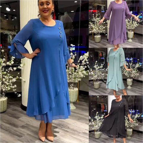 Doris – Robe en mousseline à col rond