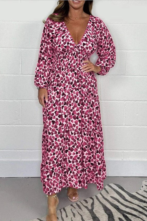 Fee| Robe sexy imprimée avec décolleté en V profond pour femmes