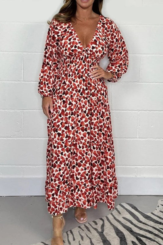 Fee| Robe sexy imprimée avec décolleté en V profond pour femmes