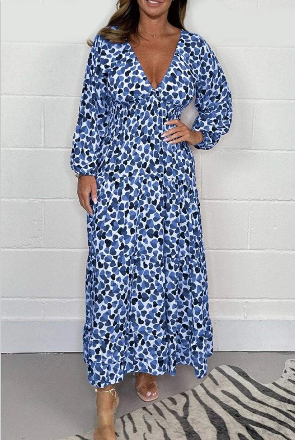 Fee| Robe sexy imprimée avec décolleté en V profond pour femmes