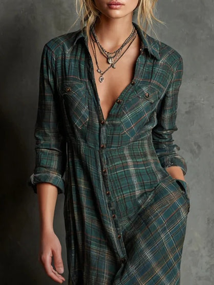 Camille | robe longue Ă  carreaux