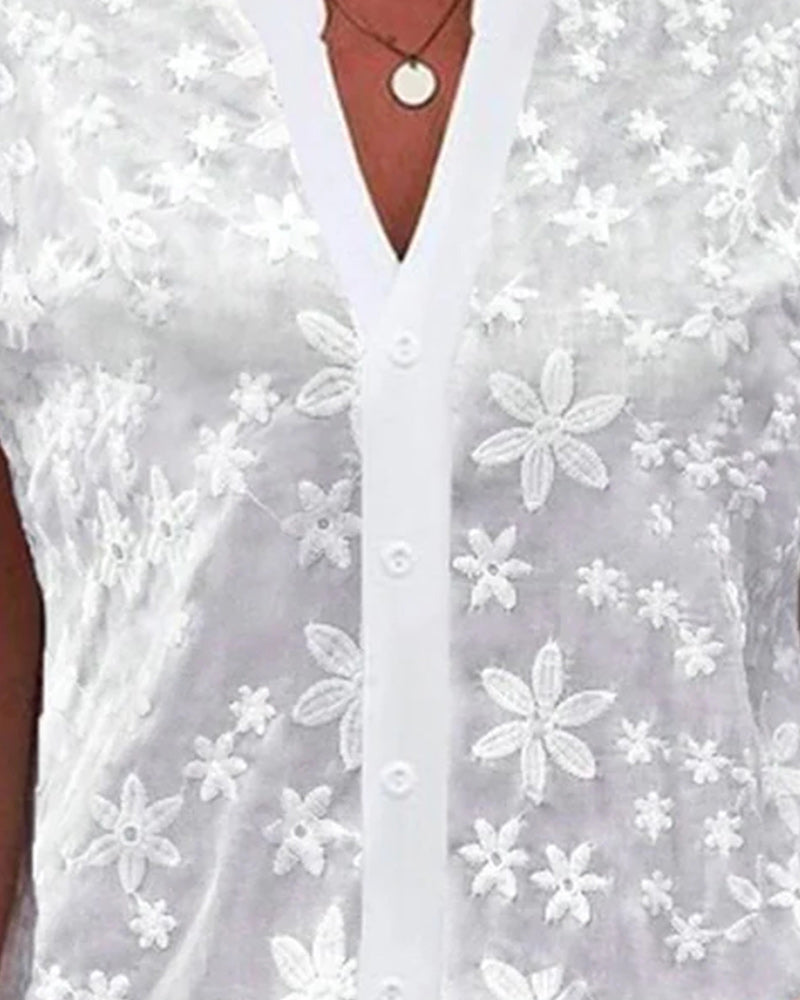 Elise| Blouse à manches courtes et décolleté en V