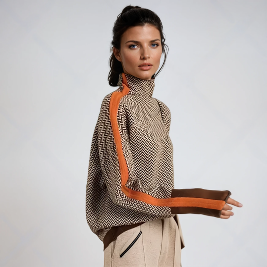Manon™ | Pull à col montant avec bandes contrastantes
