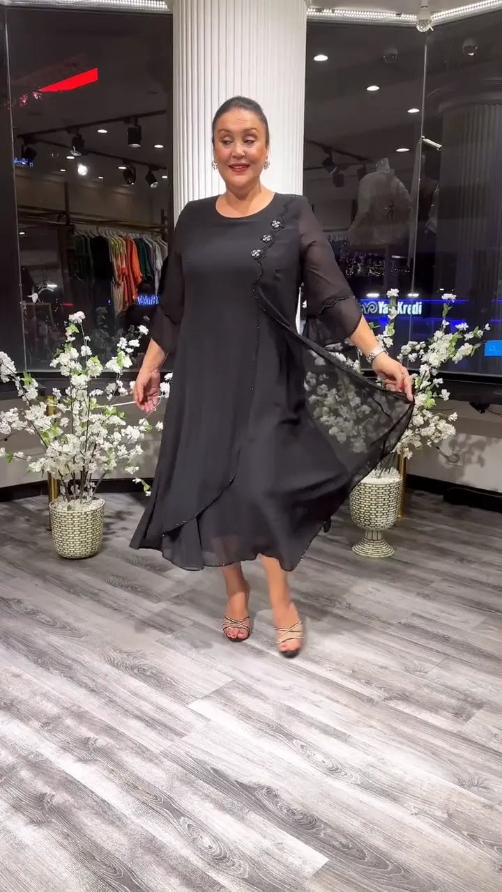 Doris – Robe en mousseline à col rond