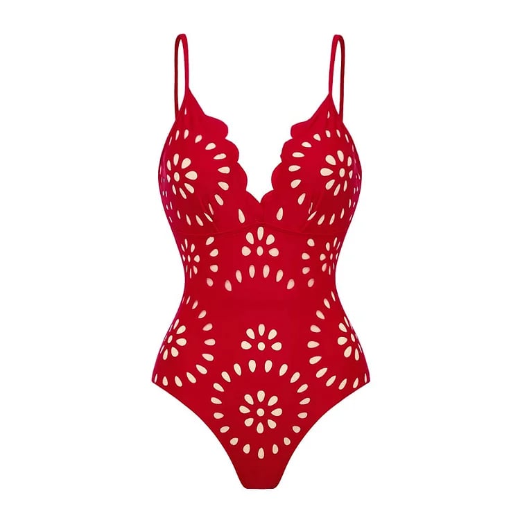 EVA|  Maillot de bain en deux pièces découpé au laser avec fleurs