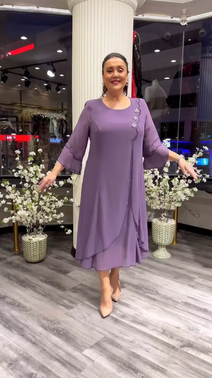 Doris – Robe en mousseline à col rond