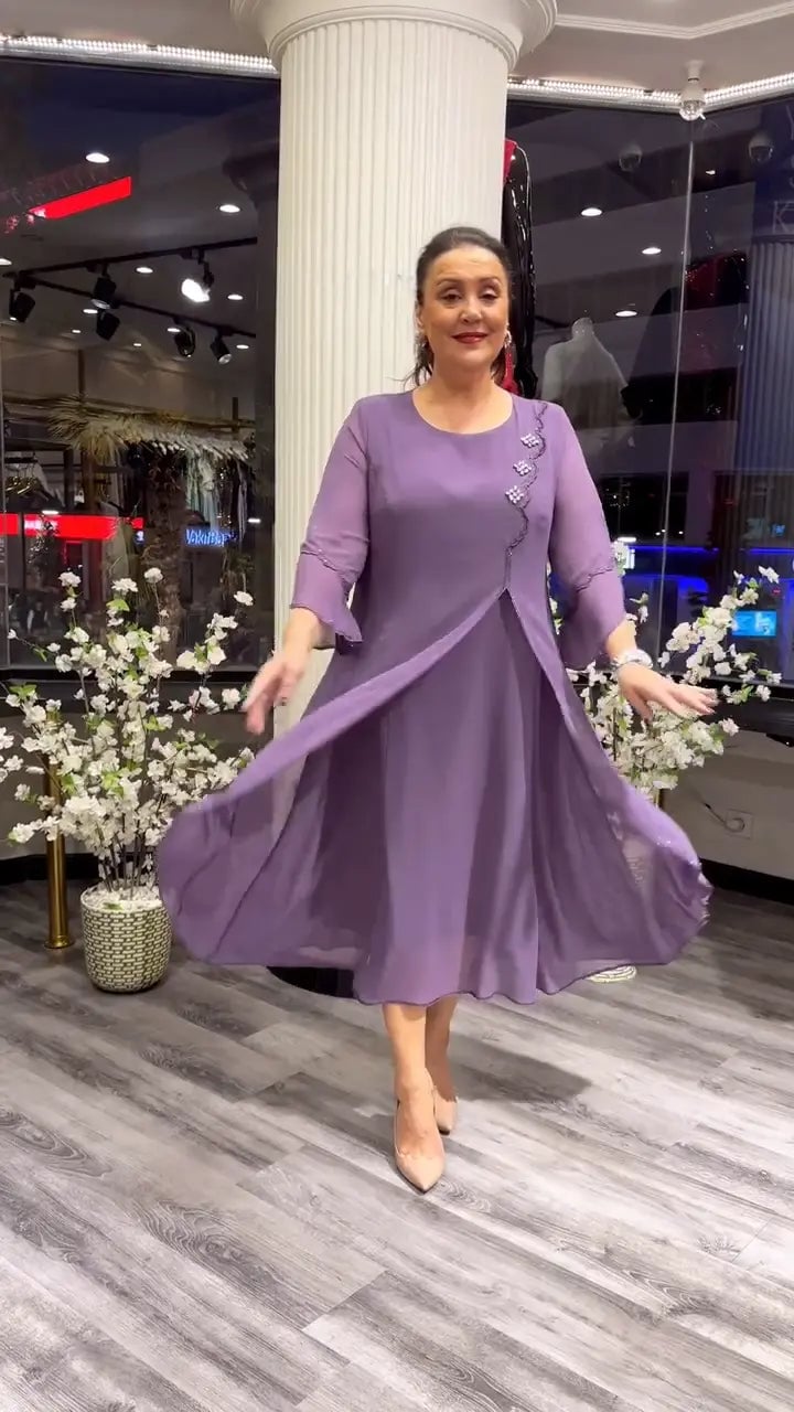 Doris – Robe en mousseline à col rond