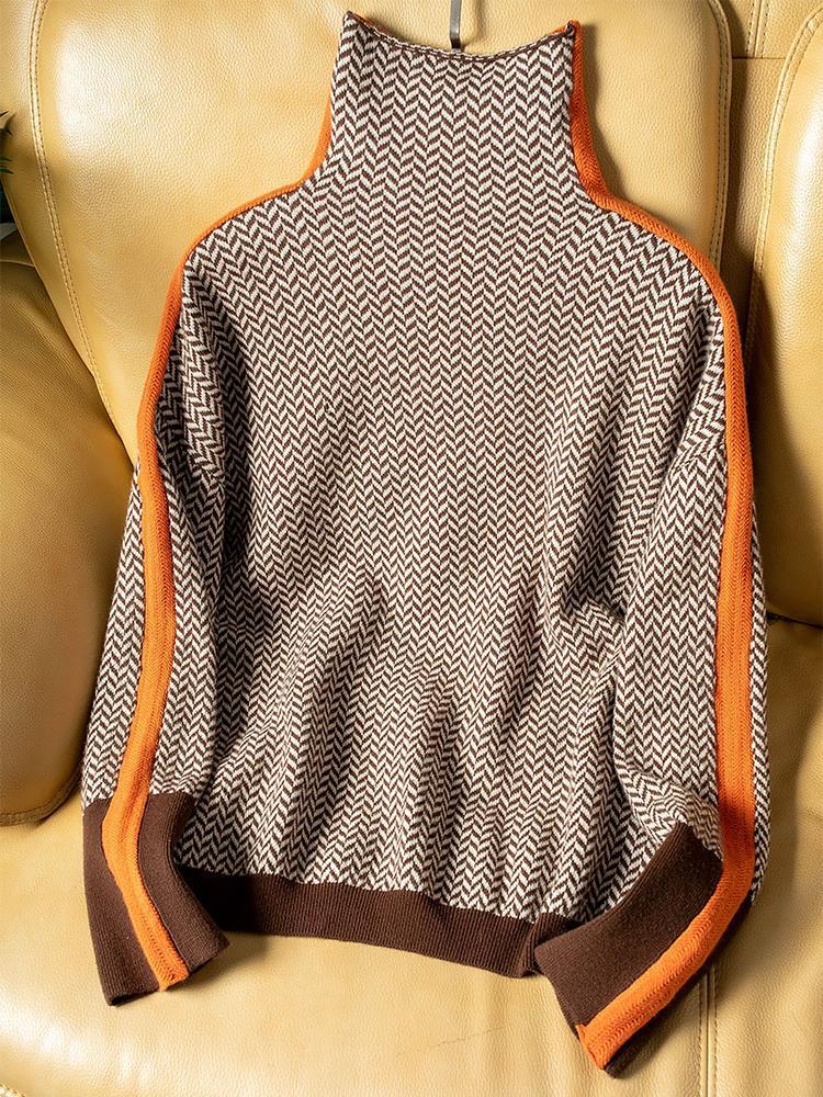 Manon™ | Pull à col montant avec bandes contrastantes