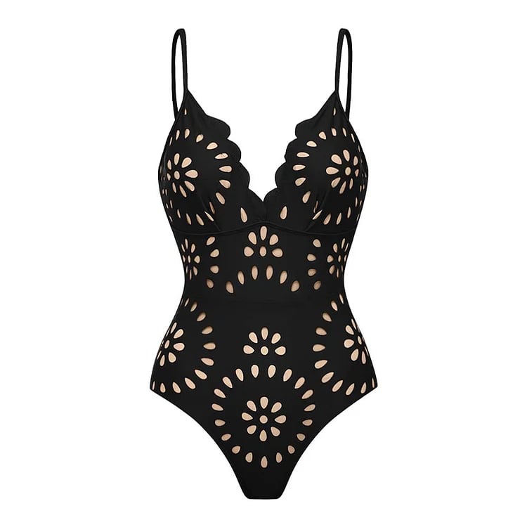 EVA|  Maillot de bain en deux pièces découpé au laser avec fleurs