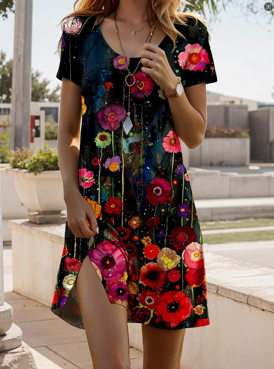 Michelle| Robe à imprimé et à manches courtes