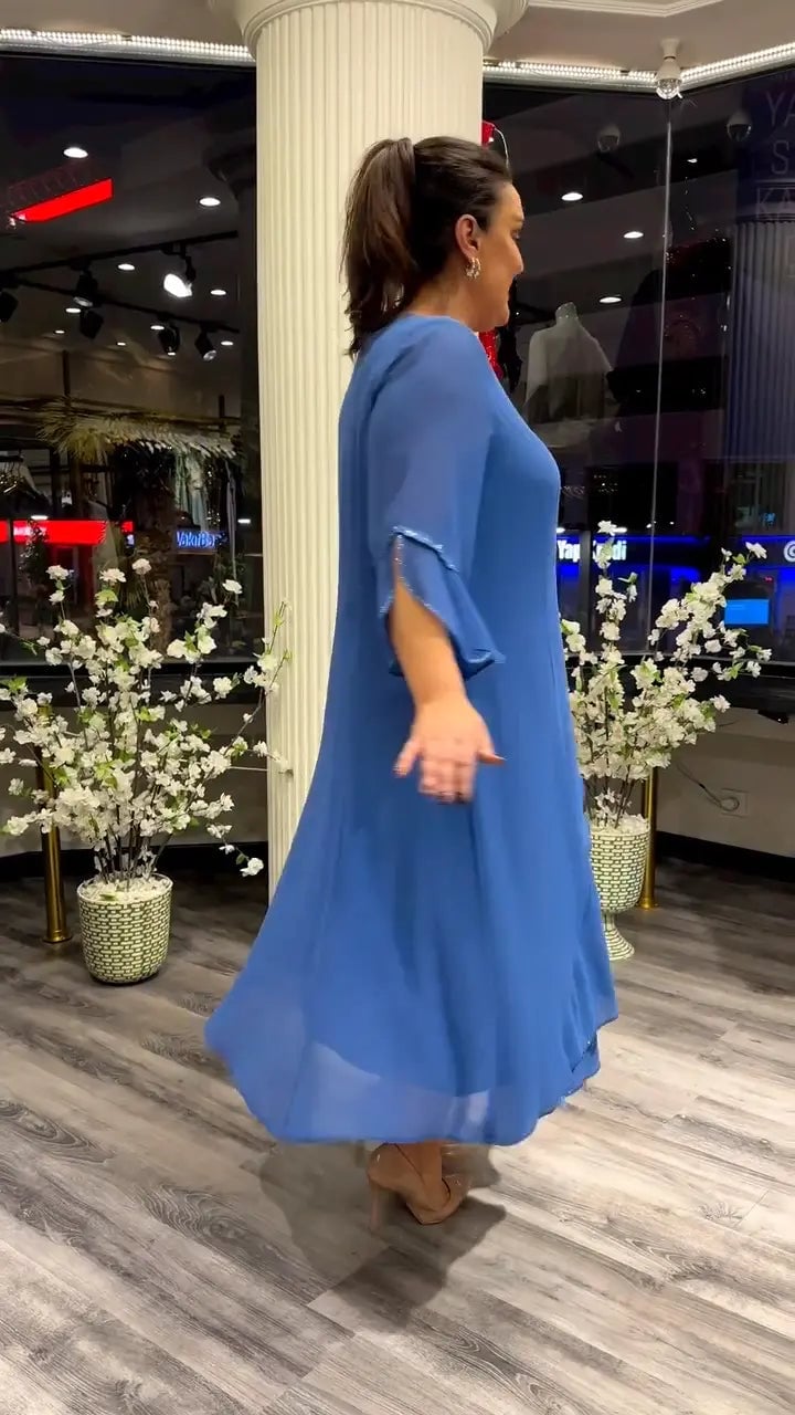 Doris – Robe en mousseline à col rond