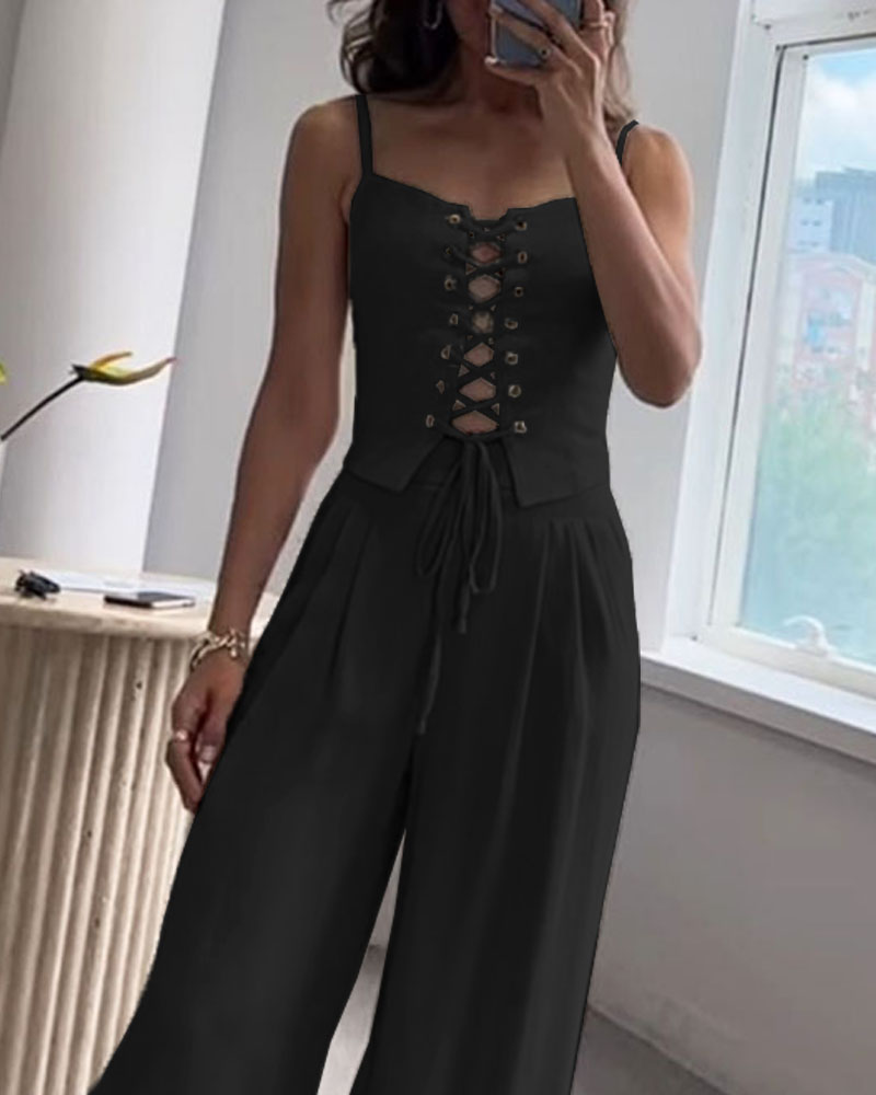 Elsa| Ensemble de haut et pantalon en tissu tweed assorti